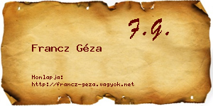 Francz Géza névjegykártya
