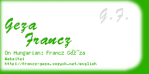 geza francz business card